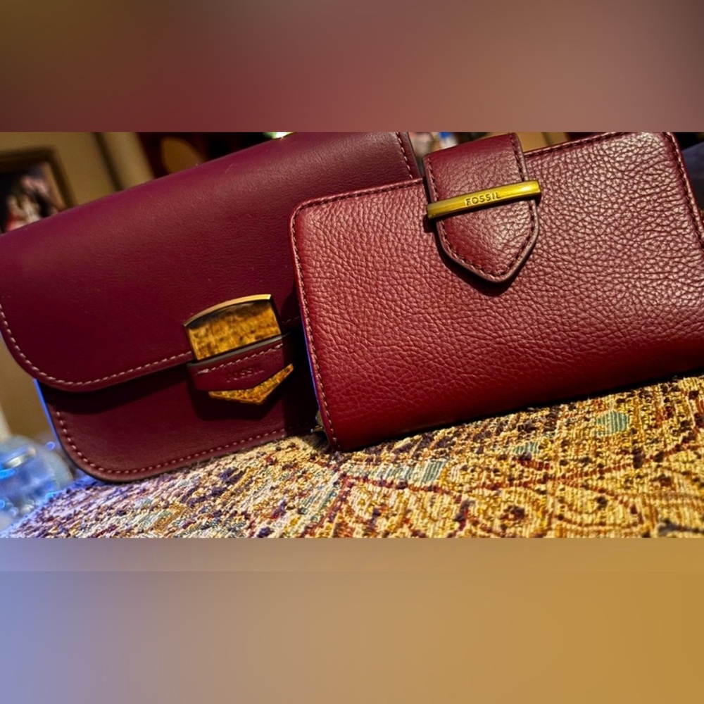 FOSSIL BUNDLE 💼 Bag & Wallet LENNOX FLAP CROSSBODY & BRYCE WALLET IN GOOSEBERRY